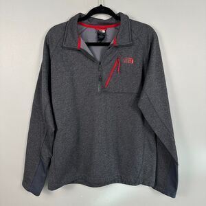 The North Face Mens Canyonlands 1/2 Zip Pullover Sweatshirt Large Grey Red